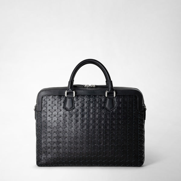 Borsa business extra slim in mosaico - black