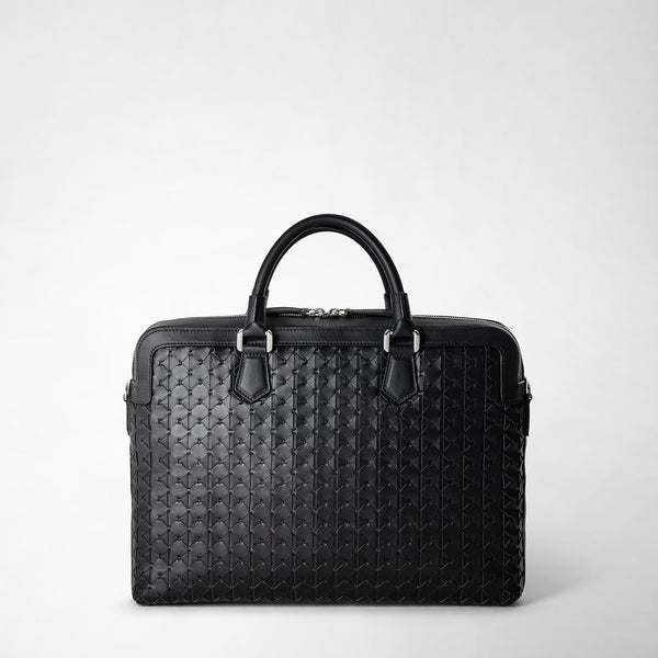 Extra slim briefcase in mosaico - black