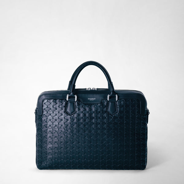 Extra slim briefcase in mosaico navy blue Serapian Boutique Online