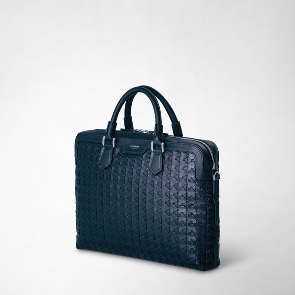 Extra slim briefcase in mosaico - navy blue