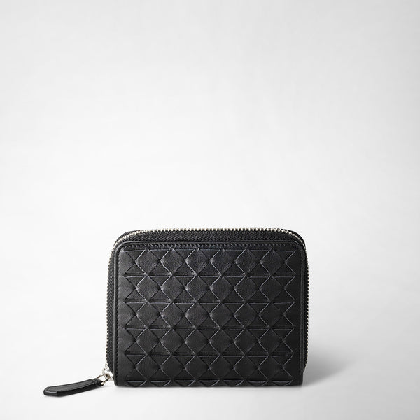 Mini portefeuille zippé en cuir mosaico - black