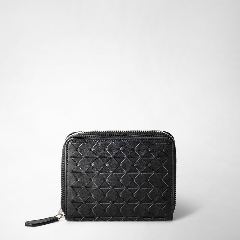 Mini zip wallet in mosaico - black