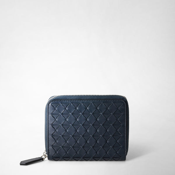 Mini portefeuille zippé en cuir mosaico - navy blue