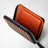 Mini zip wallet in mosaico - navy blue/orange