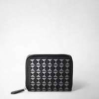 MINI ZIP WALLET IN MOSAICO Black/Asphalt Gray