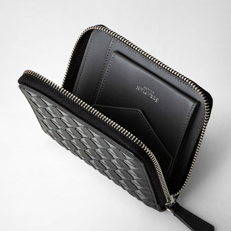 Mini zip wallet in mosaico - black/asphalt gray