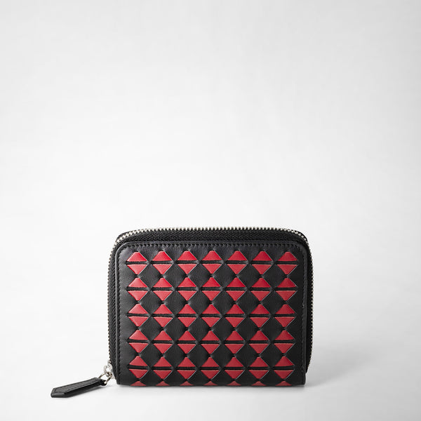 Mini zip wallet in mosaico - black/amaranth