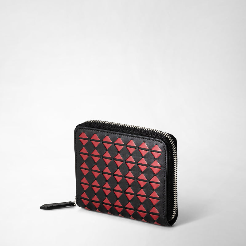 Mini zip wallet in mosaico - black/amaranth