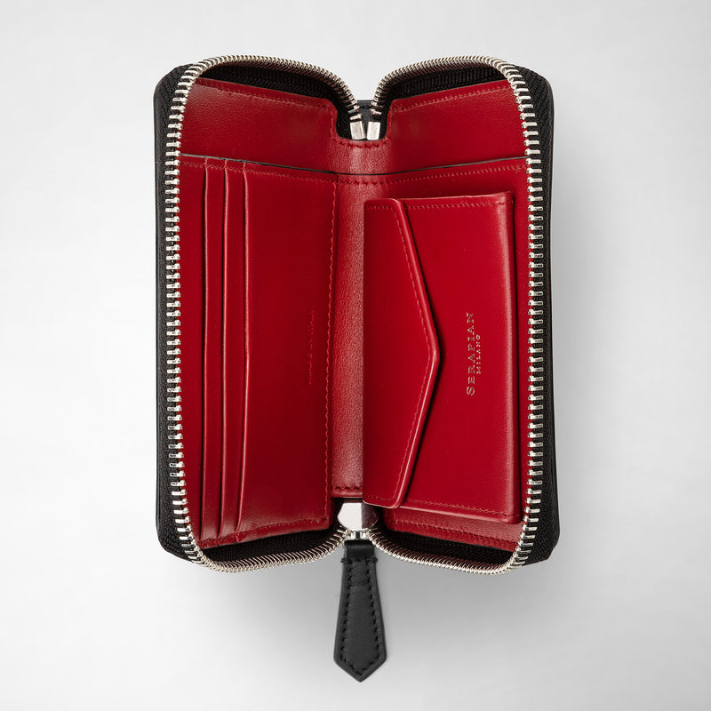 Mini zip wallet in mosaico - black/amaranth