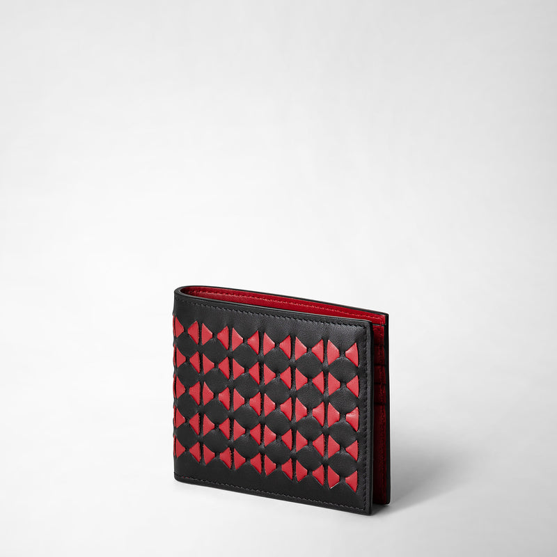 8-card billfold wallet in mosaico - black/amaranth