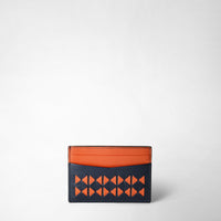 4-CARD HOLDER IN MOSAICO Navy Blue/Orange