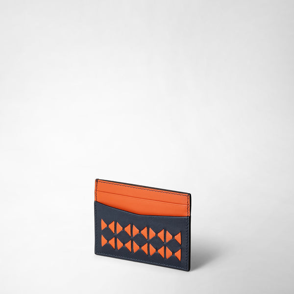 4-card holder in mosaico - navy blue/orange