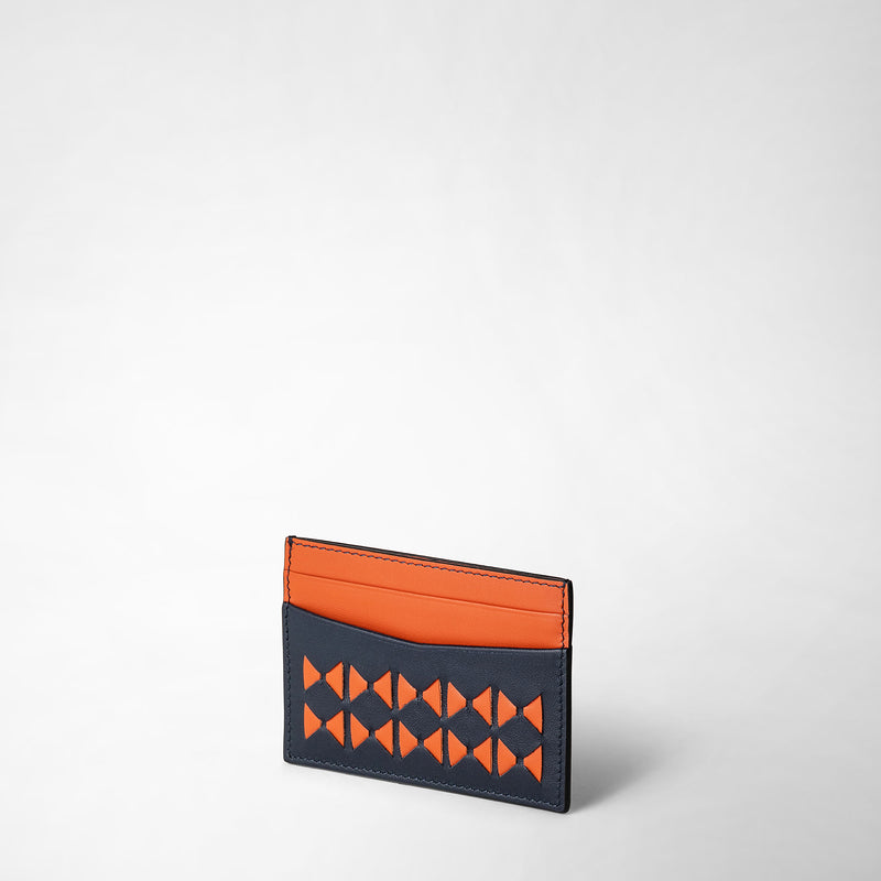 4-card holder in mosaico - navy blue/orange