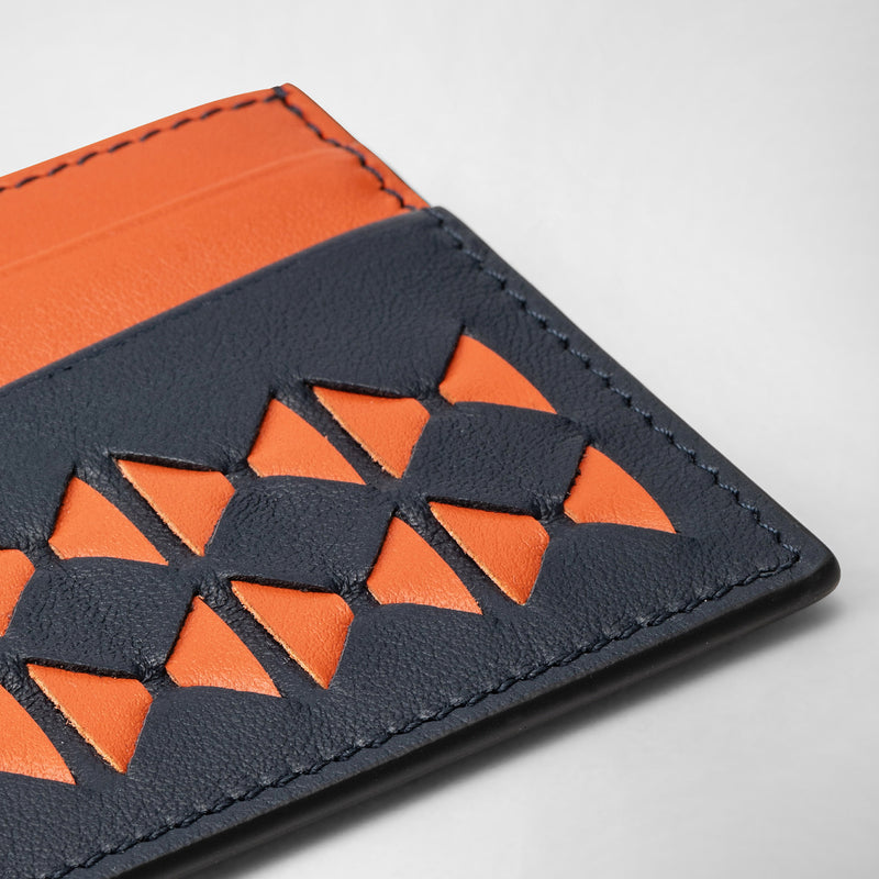 4-card holder in mosaico - navy blue/orange