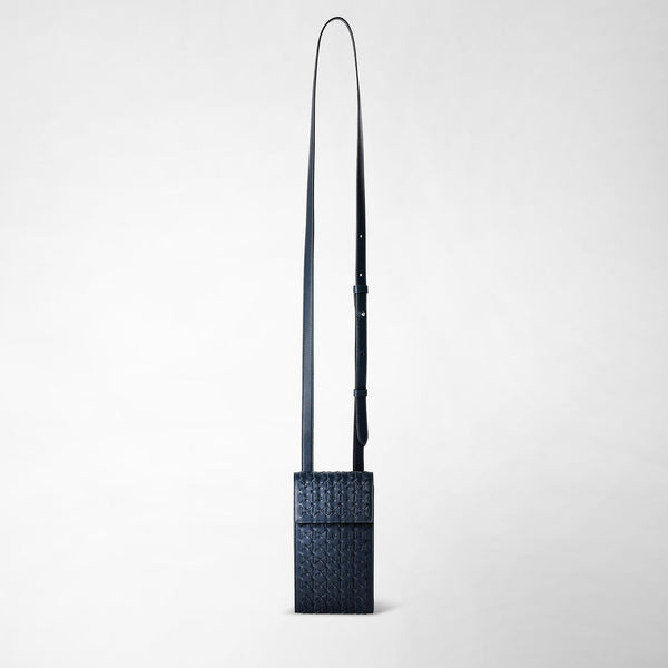 Phone case with strap in mosaico - navy blue