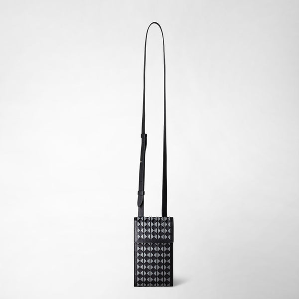 Phone case with strap in mosaico - black/asphalt gray