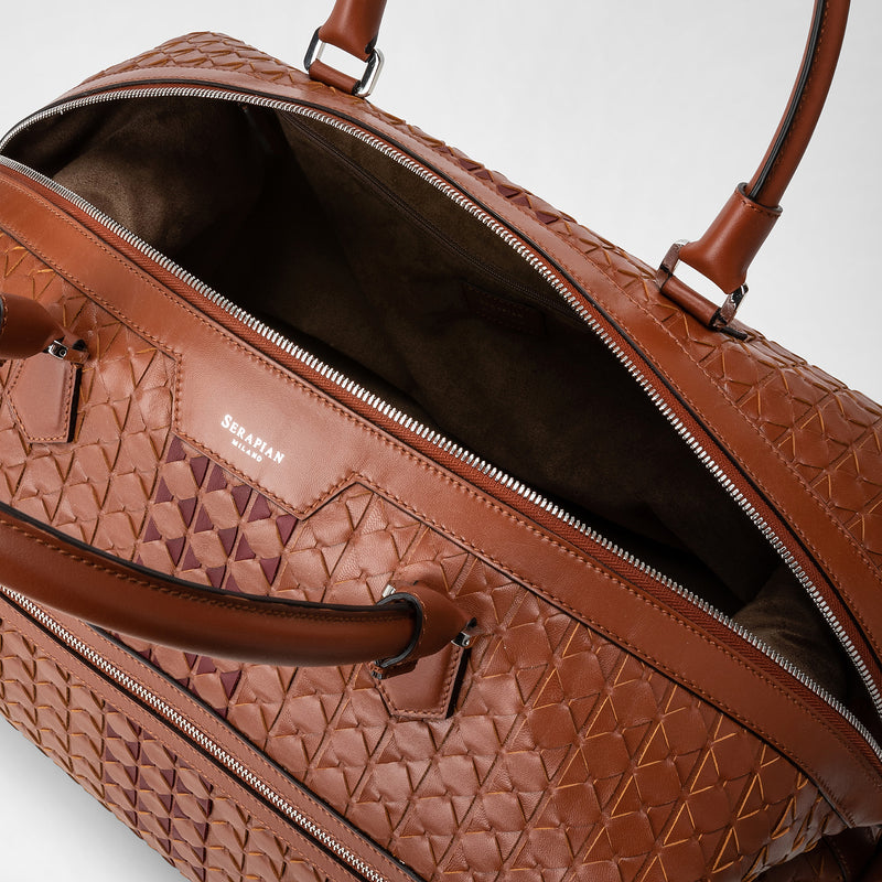 Travel bag in mosaico - chestnut/bordeaux