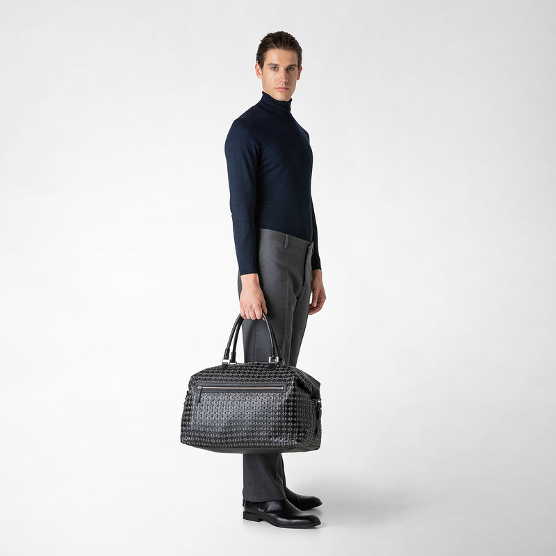 Travel bag in mosaico - black/asphalt gray
