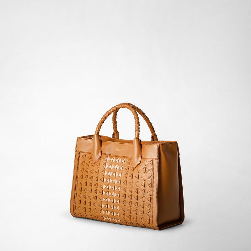 Kleine tragetasche lorelei aus mosaico - caramel/pale pink