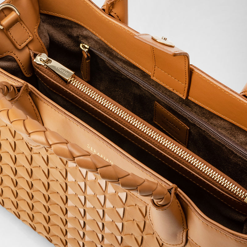 Kleine tragetasche lorelei aus mosaico - caramel/pale pink