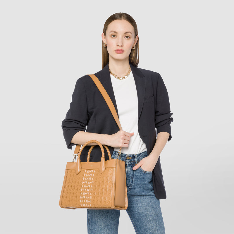 Kleine tragetasche lorelei aus mosaico - caramel/pale pink