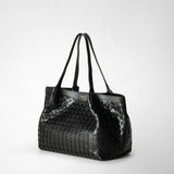 Small secret tote bag in mosaico - black