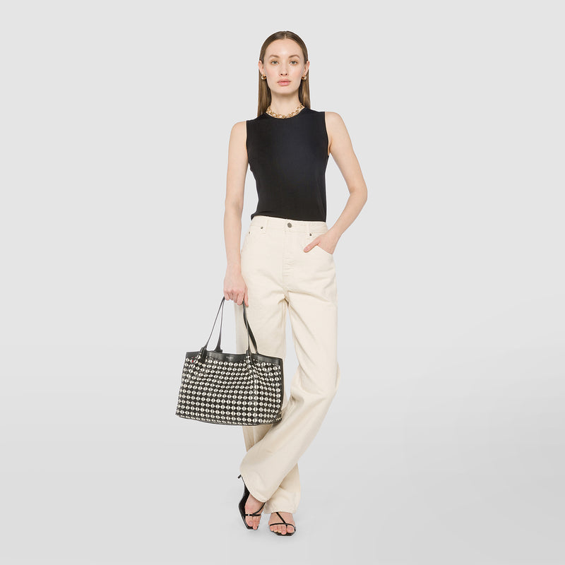 Small secret tote bag in mosaico - black/off-white