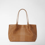 Small secret tote bag in mosaico - caramel/pale pink