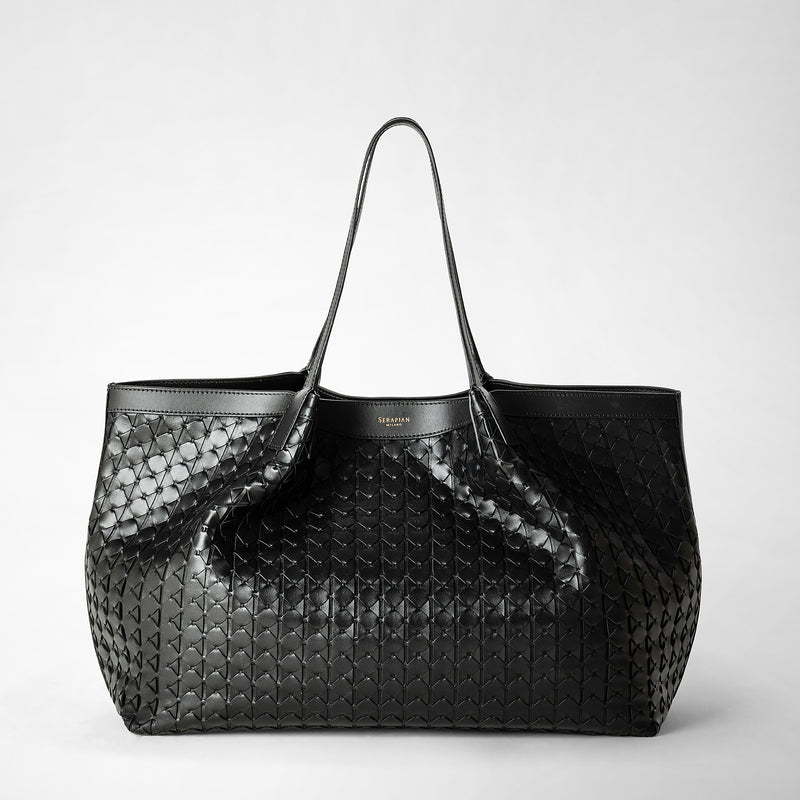 Da Milano Small Croco Ostrich Leather Shoulder Bag - Black