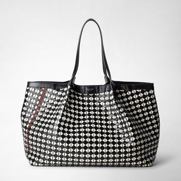 Tote bag secret in mosaico - black/off-white