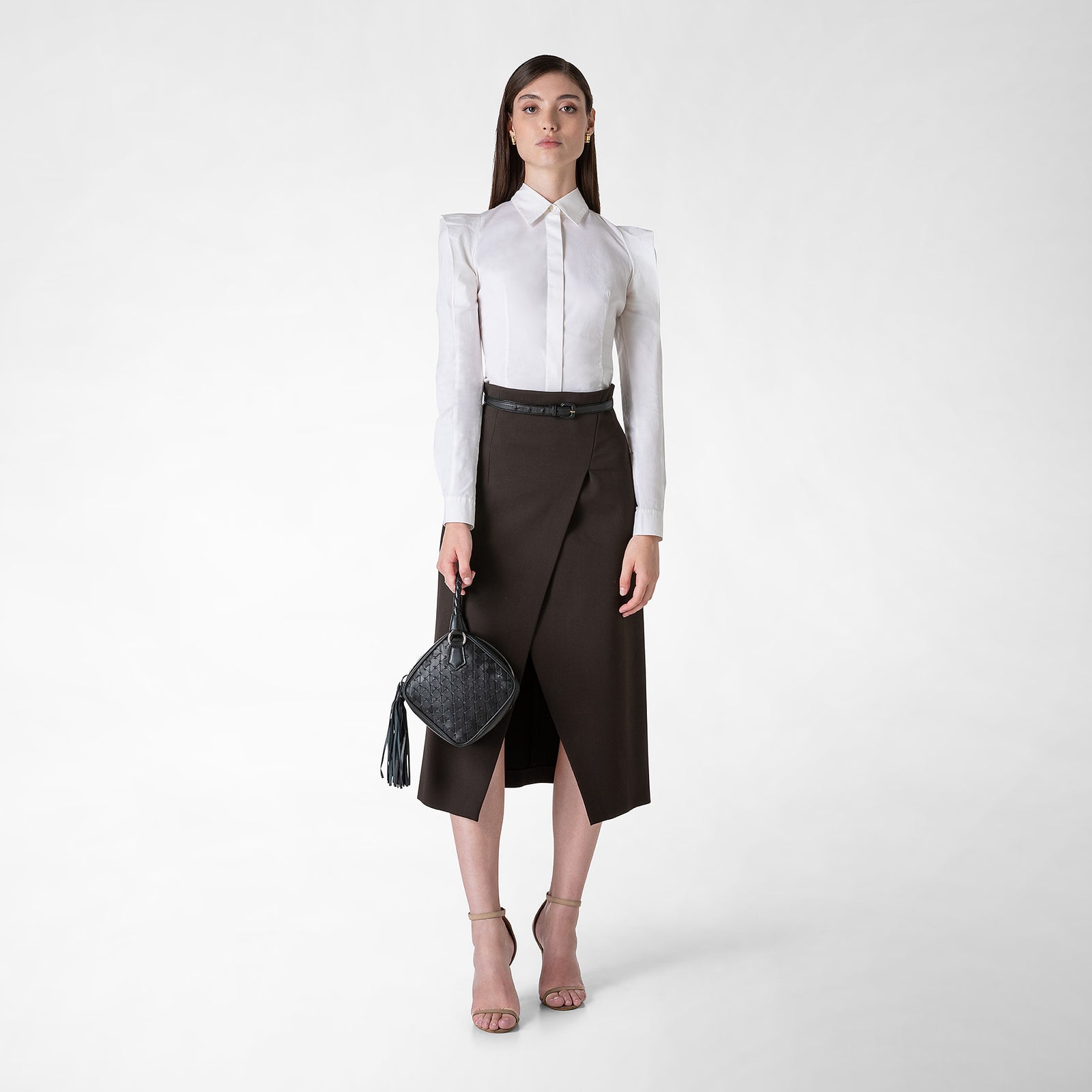 バッグ SERAPIAN MOSAICO PETRA Women's leather crossbody bag off-white