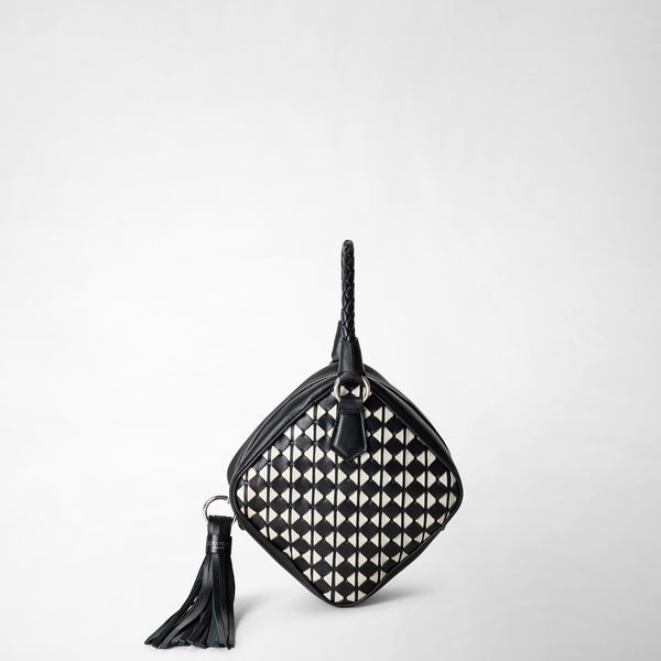 Borsa a mano petra in mosaico - black/off-white