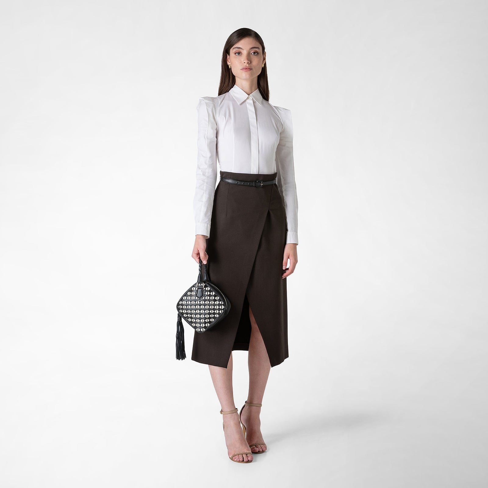 Petra handbag in mosaico black and off-white – Serapian