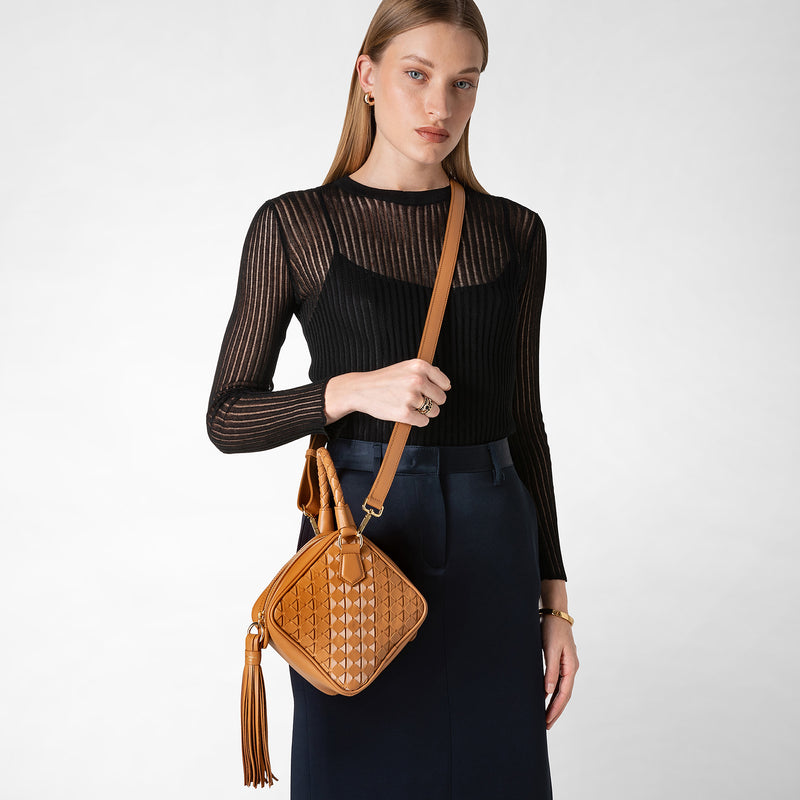 Petra handbag in mosaico - caramel/pale pink