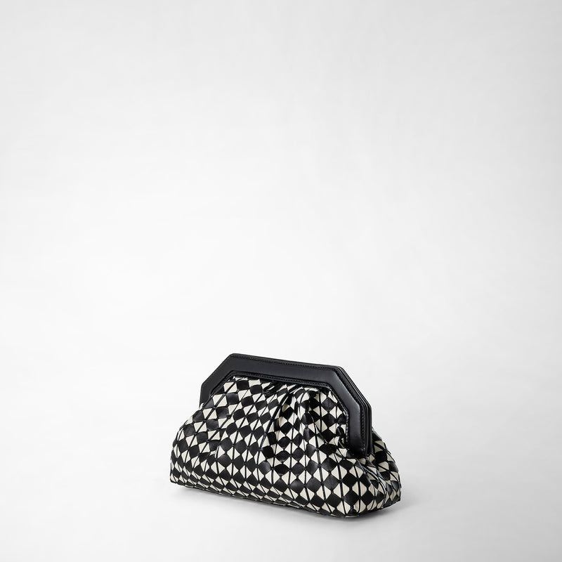 Secret clutch bag in mosaico - black/off-white