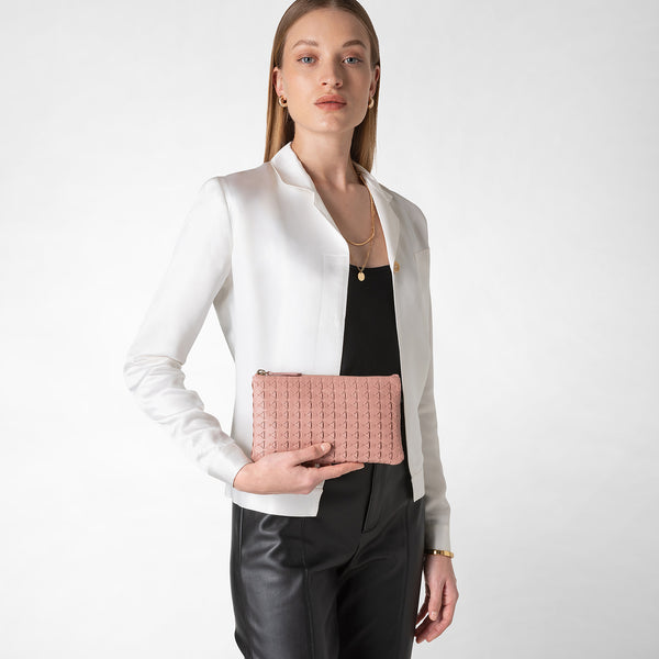 Pouch con zip in mosaico - blush