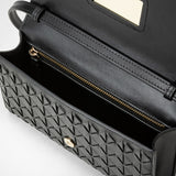 Clutch with shoulder strap in mosaico - black