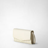 Clutch with shoulder strap in mosaico - off-white