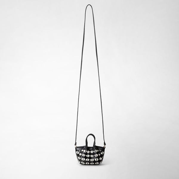 Sac secret nano en cuir mosaico - black/off-white