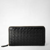 Zip-around wallet in mosaico - black