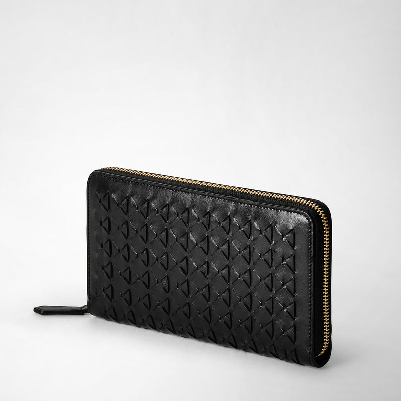 Zip-around wallet in mosaico - black