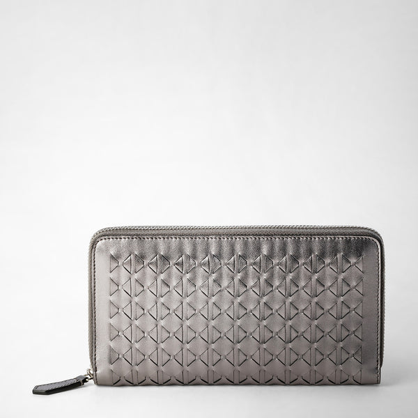 Zip-around wallet in mosaico ruthenium