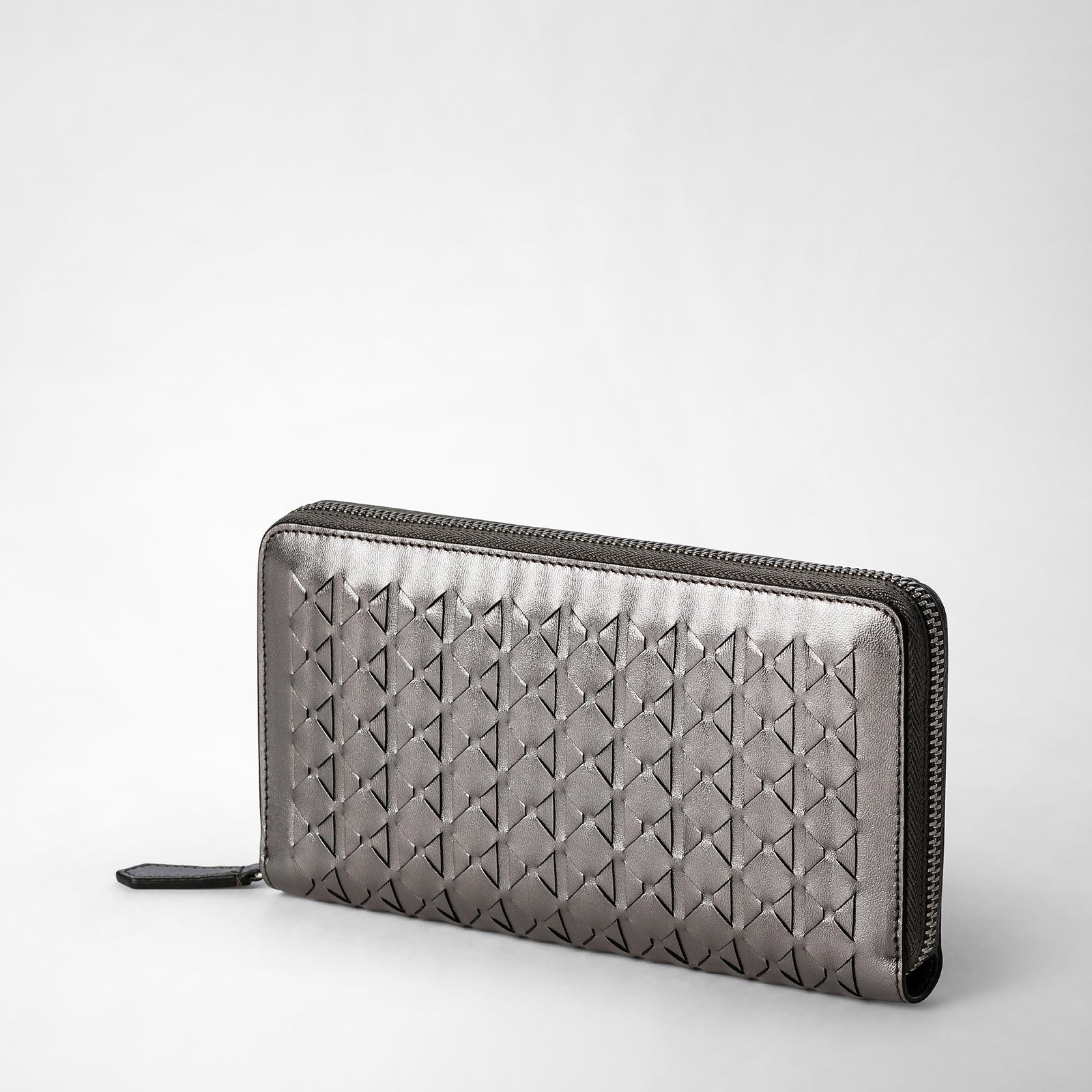 Zip-around wallet in mosaico ruthenium