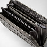 Zip-around wallet in mosaico - ruthenium