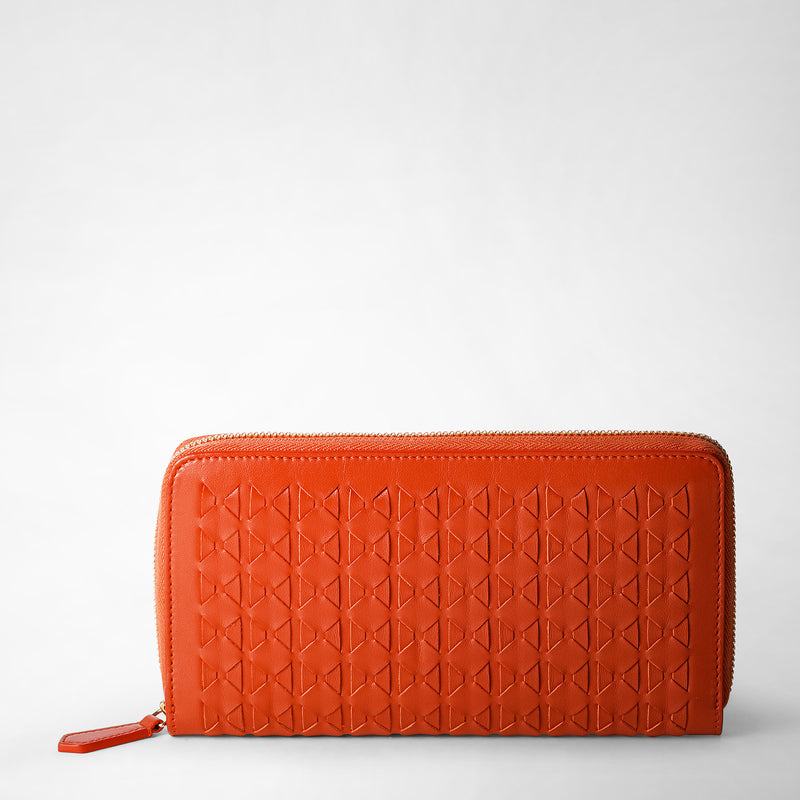 Zip-around wallet in mosaico - coral red