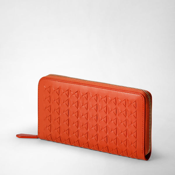 Zip-around wallet in mosaico - coral red