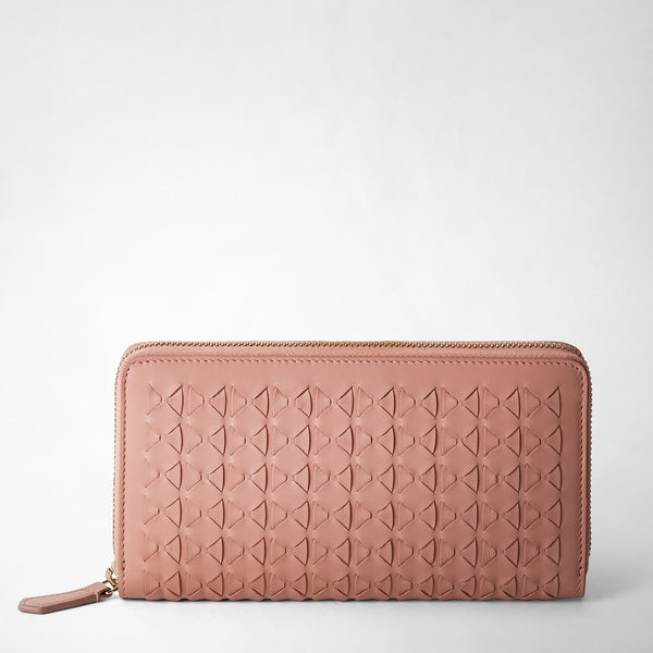 Serapian Zip-Around Wallet in Mosaico, Woman, Blush