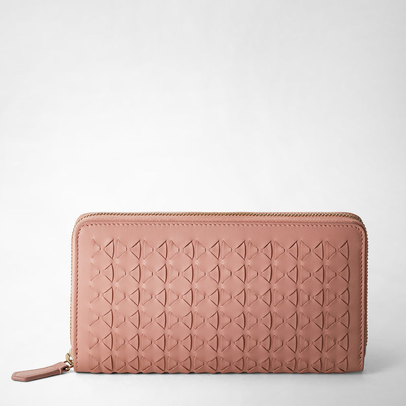 Zip-around wallet in mosaico - blush