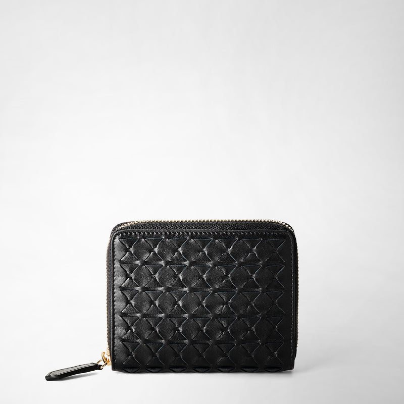 Mini zip wallet in mosaico - black