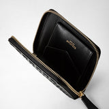 Mini zip wallet in mosaico - black
